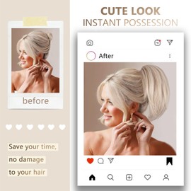 ZQIAN BEAUTY 10 Inch Short Ponytail Extension - Clip in Ponytail Hair Extensions, Straight Pony Tails Hair Extensions, Synthetic Claw Clip Ponytail Extension for Women (Color: Light Blonde)