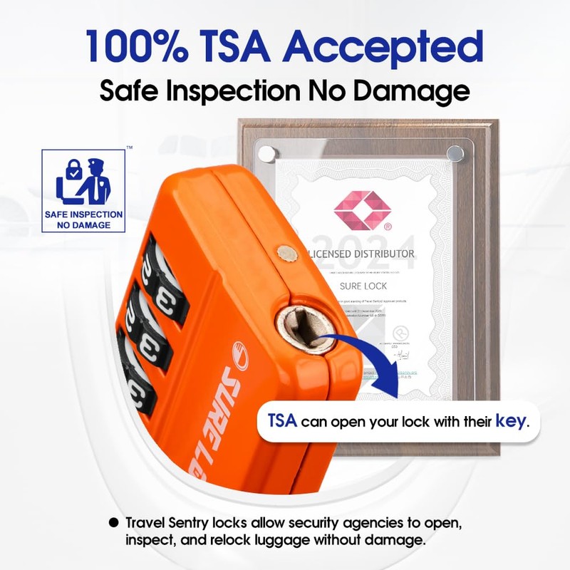 TSA Approved Travel Luggage Locks, Open Alert Combination Lock for