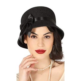 Fiestas Guirca Black felt hat 20-30 years with bow for charleston disguise