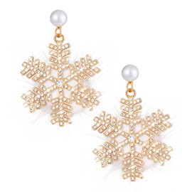 JMHACHY Christmas Earrings for Women - Christmas Snowflake Earrings with Rhinestones Dangle, Cute Xmas Ornament Earrings, Festive Christmas Parties Present for Girls