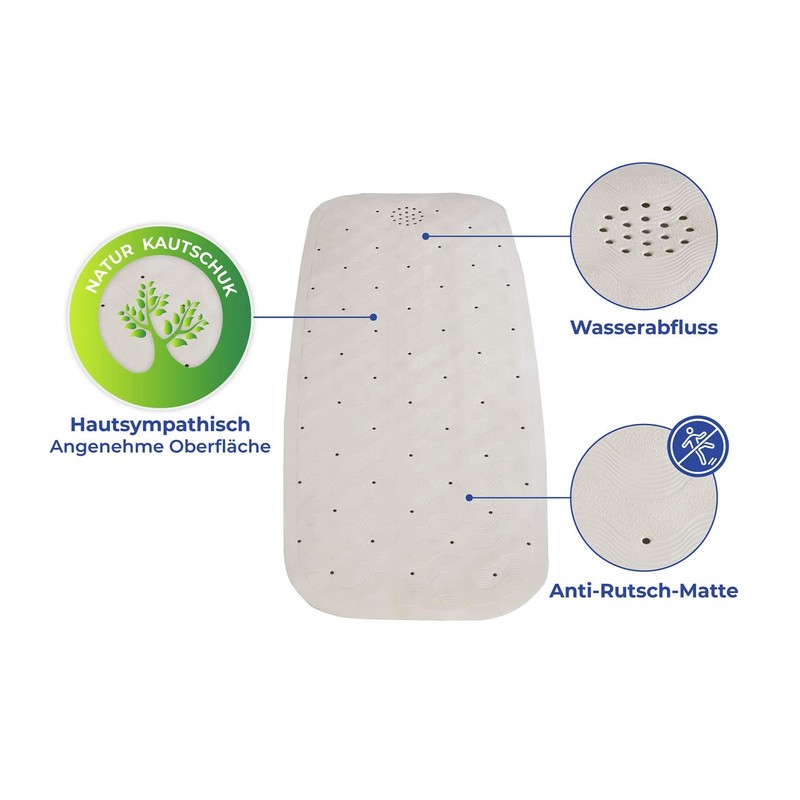 Maximex Bathtub mat Natural Rubber Beige, 37 x 90 cm