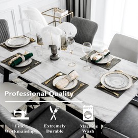 Home Brilliant Grey Table Mats 6 Pcs, Rectangle Large Placemats Non Slip Heat Insulation, Linen Place Mats for Kitchen Decor, 33 x 48 cm(13x19 Inch), Dark Grey