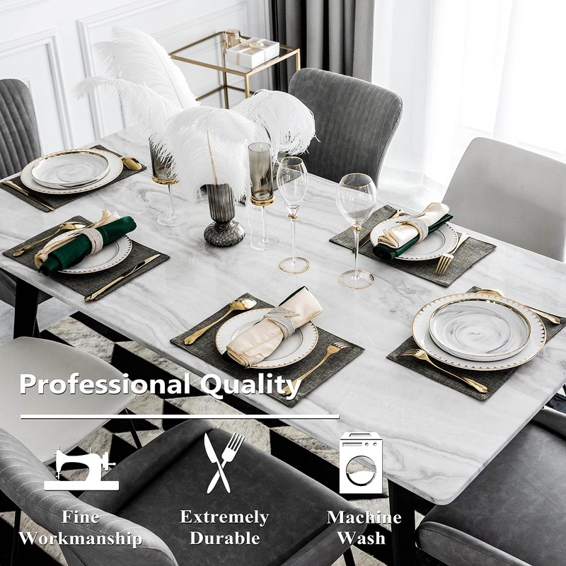 Home Brilliant Grey Table Mats 6 Pcs, Rectangle Large Placemats
