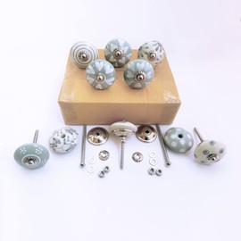 Royal Kraft Vintage Hand Painted Ceramic Pull Knobs for Kitchen Cabinet, Door & Drawer, Wardrobe, Cupboard (Set of 10) Sknob004