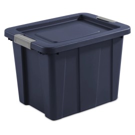 18 Gallon Latching Tote Box Rugged Plastic Stackable Storage Bin with Lid Blue
