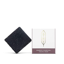 BINU Bamboo Charcoal Facial Soap | Face Soap for Blemished & Oily Skin | Vegan | 100% Natural | Black Soap Against Acne & Blackheads | Handmade Activated Carbon Soap