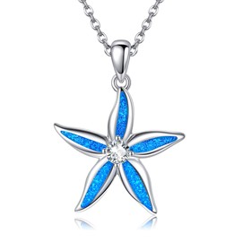 JERWLI Starfish Necklace 925 Sterling Silver Starfish Ocean Pendant Jewelry Gifts for Women