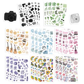 Beautiful Colourful Sticker Set, 8 Pieces, Beautiful Attractive Stickers for Teenagers and Adults, Waterproof Vinyl Stickers for Laptop, Books, Scrapbook, Guitar, PC, etc., Multicoloured