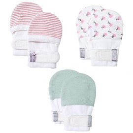 HAPIU Baby Mitten,3 Pack, Pink Stripe&Floral&Sage, 3-6 Months