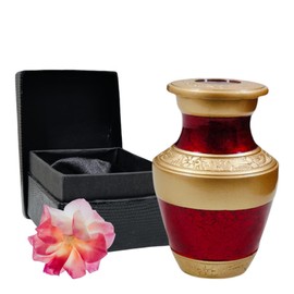 Home Elm Stone Finish Cremation Urns for Human Ashes, Decorative Urns, Small Keepsake Urns, Handcrafted Small Funeral Urns, Red