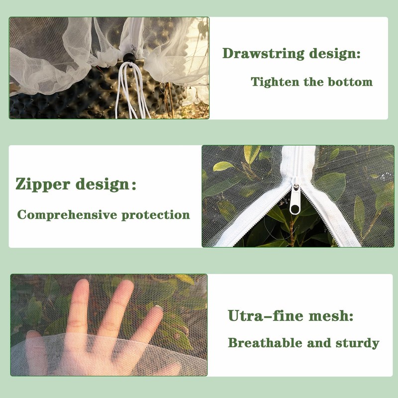 TLSTGO 10x10FT Large Fruit Tree Netting with Zipper and Drawstring