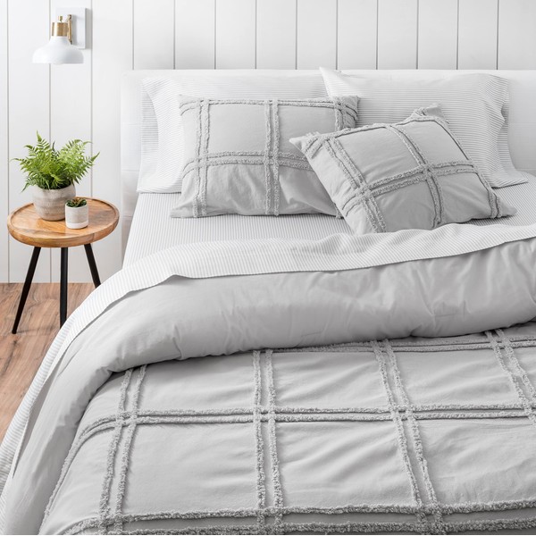 MARTHA STEWART Skylar Chenille Duvet Cover Queen Size, 3 Piece