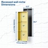 3-Tier Gold Recessed Shower Niche, 12X36 Inch Wall Niche