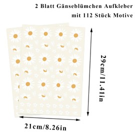 Canollo 2 Sheets Daisies Bicycle Stickers, Bicycle Stickers, 29 x 21 cm, Bicycle Sticker Frame, White Flower Stickers, Girls with 112 Designs, Waterproof Stickers for Bicycle, Laptop Decoration