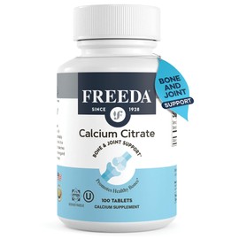 Freeda Calcium Citrate – Kosher Vegan Bone Strength Supplement – Supports Bone Density & Muscle Function – Calcium 1000mg per Serving – No Added Vitamin D – (100 Tablets)