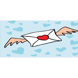 Ambesonne Cartoon Pencil Pen Holder, Valentine's Day Design Image of Love Letter with Wings, Ceramic Pencil Holder for Desk Office Accessory, 3.6" X 3.2", Pale Blue Vermilion