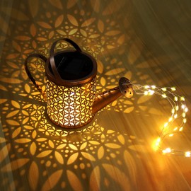 Solar Watering Can with Lights, Outdoor Solar Garden Light,Garden Decor, Outdoor Decorative Solar Powered,Hanging Lantern Waterproof,Metal Solar Waterfall Lights for Yard Patio