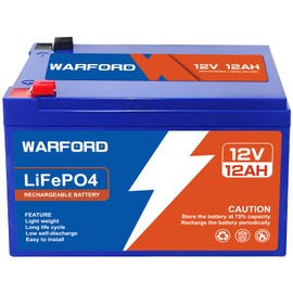 Warford 12V 12Ah LiFePO4 Lithium Battery, 2000+ Cycles, Built-in BMS, Deep Cycle Rechargeable Battery Perfect for Fish Finder Ride on Toys UPS Power Wheels Ham Radio Alarm System