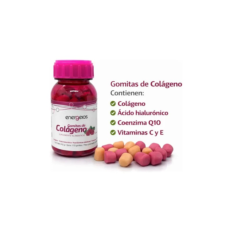 Gomitas De Colageno Piel Cabello 220g Frambuesa 110 Gomita