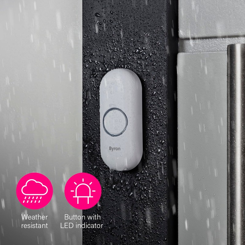 Byron DBY-22311 Wireless Portable Doorbell Set, 150 m Range, 16