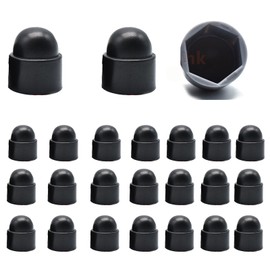 Black Protective Caps M6 (RAL 9005), Pack of 25 Plastic Caps for Screws and Nuts, Cover Caps, Hex Nut Caps, Dust Protection
