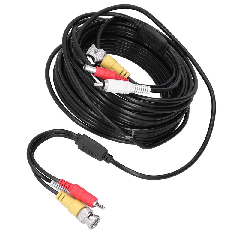 Portable CCTV Cable 3-In 1 Video Audio Power Cord BNC+RCA+DC