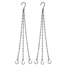 YOKIVE 2 Pcs Hanging Chains, 3 Point Holder Adjustable Extension Chains with 2 Size S Hook, Great for Flower Pots, Plant Basket, Lantern (Black, 12.99-Inch)