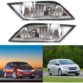 Fog Lights Assembly fit for Honda Odyssey ‎LX/EX/EXL/EX-L 2011 2012 2013, Clear Lens Fog Lamps with Switch Bulbs Wire Harness, OE# HO2592129 / HO2593129 / 33951TK8A01/ 33901TK8A01