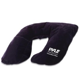 Pyle Portable and Comfortable Travel Music Pillow - Neck Support w/ Rechargeable Battery Dual Speaker Bluetooth Connectivity and Remote Control for Wireless Streaming at Home Office Traveling - PITS18