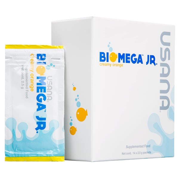 USANA BiOmega Jr. Fish Oil Supplement with Omega 3 Fatty Acids for Kids 4+ - 14 Packets