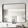 Black Metal Framed Bathroom Mirror for Wall, Rounded Rectangle Mirror,