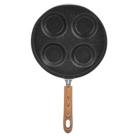 Four Hole Frying Pot Non-stick Cooking Pan Breakfast Maker with Wood Handle Kitchen Utensils