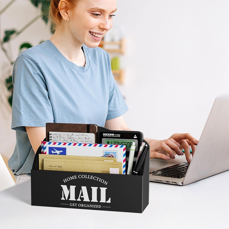 Mail Organizer, Mail Holder with 2 Slots, Mail Basket for