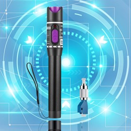 1pc Visual Fault Locator VFL-30 Fiber Tester Visual Fault Locator Fiber Optic Cable Tester with 1pc Singlemode 9/125um FC Male to LC Female Adapter, Purple Switch