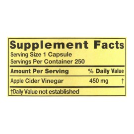 Vinagre Sidra De Manzana 450mg (100 Cpsulas) Spring Valley reduce la glucemia postprandial (despus de comer), ayuda a que la insulina funcione mejor  