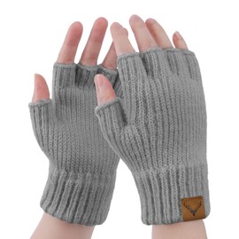 BLURBE Women Fingerless Gloves - Winter Warm FingerIess Mittens Ladies Thermal Knitted Half Finger Gloves Wool Blend Soft Winter Gloves for Women Girls Outdoor Driving Working Typing Gifts UK