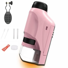 AiNinXun Portable Microscope for Children Handheld Kids Pocket Microscope Boys Girls Science Toy 60-120x Monocular with Led Light Mini Microscope Gift for Student Educational Learning with Phone Stand