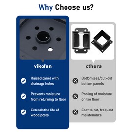 vikofan Nominal 6x6 Post Base for Concrete, Raised 6x6 Post Bracket Anchor, Deck Post Base, 4-Pack, Wood Fence, Gazebo, Pergola Brackets Kit 6x6, Black