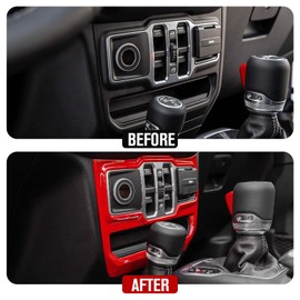 JeCar Window Control Panel Trim Cover Interior Decoration Accessories Compatible with Jeep Wrangler 2018-2023 JL JLU & 2020-2023 Gladiator JT, Red