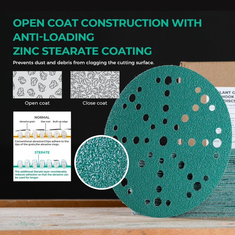 6 Inch 49 Hole 320 Grit Sanding Pads, Hook and