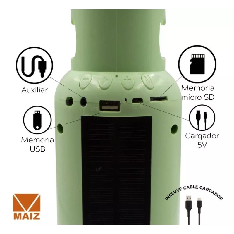 Maíz Bocina Bluetooht Radio Fm/am/sw/tws/aux/tfcard Tanque De Gas