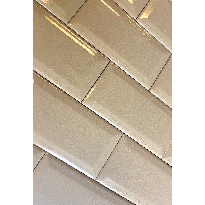 3x6 Brown Beveled Crackled Subway Ceramic Tile Backsplash Wall (8pcs)