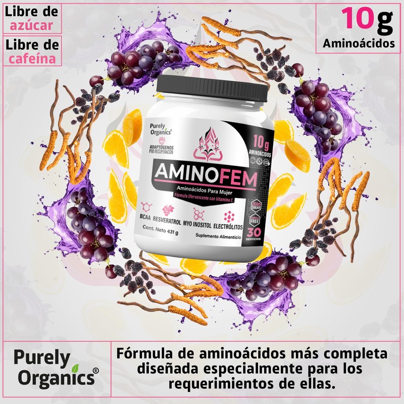 Amino Fem. Con Inositol, Vitamina B9, Pulpa de Uva, Antioxidantes
