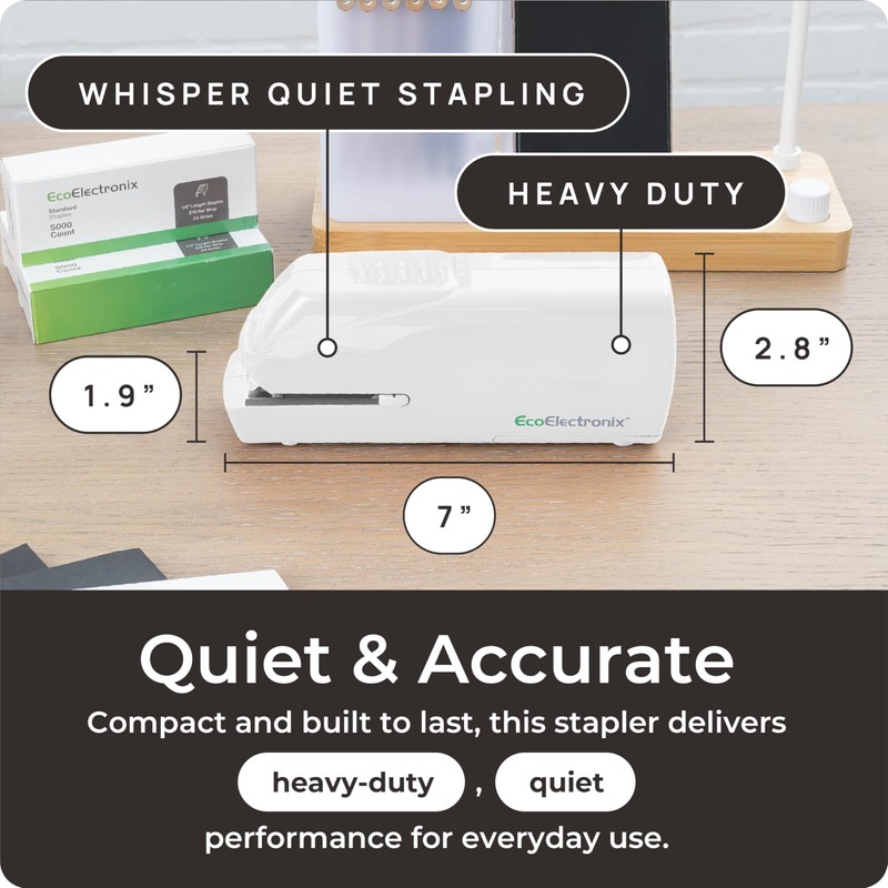 EcoElectronix Portable Automatic Electric Stapler Pro - 30 Sheet Capacity,