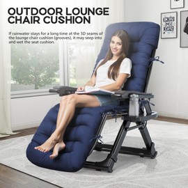 Moutosne Modern Lounge Chair Cushion, 67 x 20 x 4 Inches, Waterproof, Durable, Blue, Fade-Resistant, Outdoor