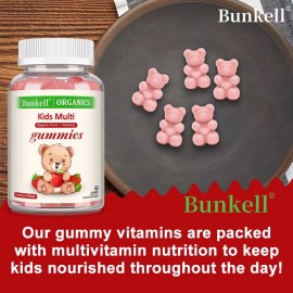 Bunkell Children's Vitamins 60 Gummies - Immune and Bone Health, Heart and Brain Support