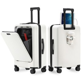 VentureVault Carry On Luggage 22x14x9 Airline Approved, 20 Inch Hard Shell Carry On Luggage, Suitcase Carry-on Small Carry on Suitcase with Wheels (White, 1PC)