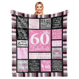 60th Birthday Women, Gifts for 60th Birthday Woman, Women's Gifts for Birthday, Birthday Gift for Women, Wife, Mum, Grandma, Decoration 60th Birthday Woman Blanket, 150 x 130 cm