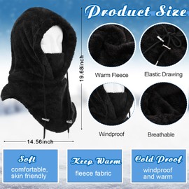 Jamntower Winter Fleece Balaclava Ski Mask with Gloves Thermal Ski Mask Windproof Beanie Hat Balaclava Fleece Face Mask Touchscreen Ski Snow Gloves for Women Cold Weather
