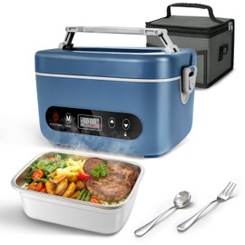 VYRALOFT Cordless Electric Lunch Box,24000mAh Battery Powered Self Heating Lunch Box,1.2L Portable Food Warmer With Removable Divider,Insulated Bag & Utensils,For Office & Outdoor Use